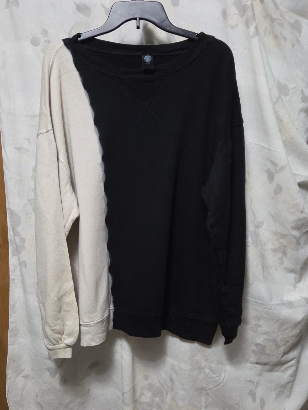 Jals Two-Tone Black and Cream Crewneck Sweatshirt-Oversized